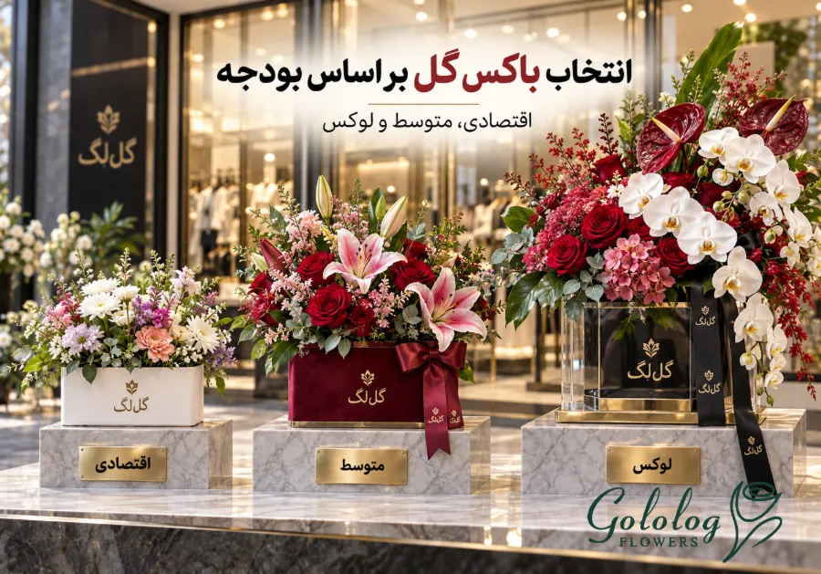 باکس گل شخصی سازی شده با نام برند مغازه